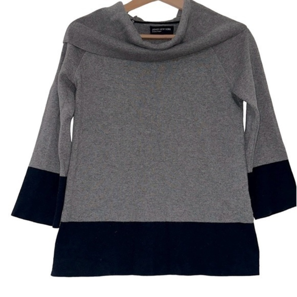 Comfy Cowl Neck Blue and Gray Sweater Size Small